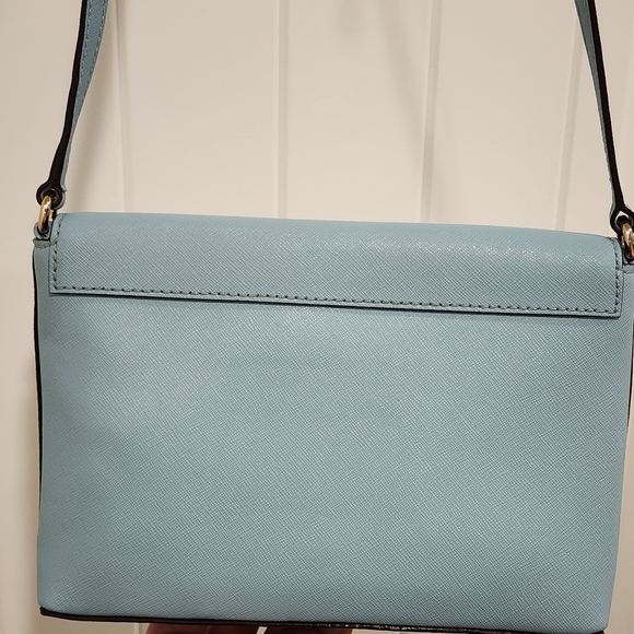 Kate Spade Light Blue Leather Crossbody Bag Envelope Flap Quiet Luxury Garden - Picture 5 of 16
